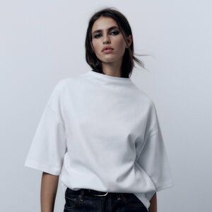 Zara NWT White Oversized Boxy Short Sleeve T-Shirt